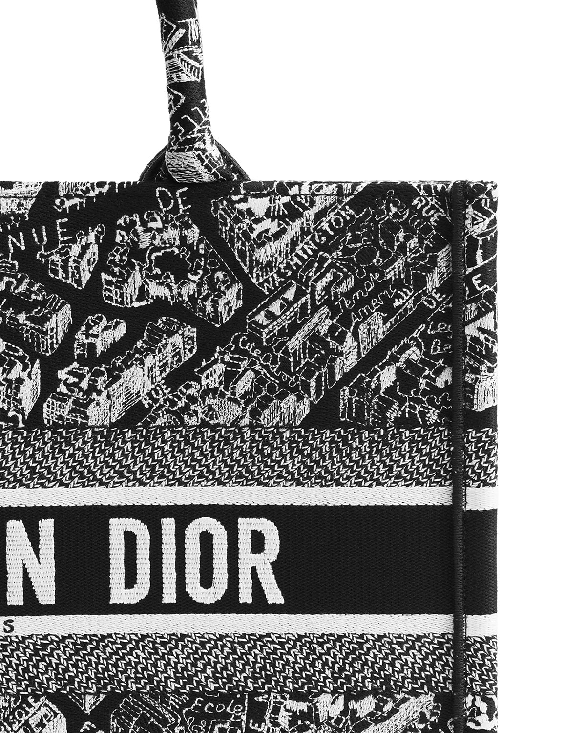 DIOR Medium Book Tote Plan de Paris Embroidery | Black/White