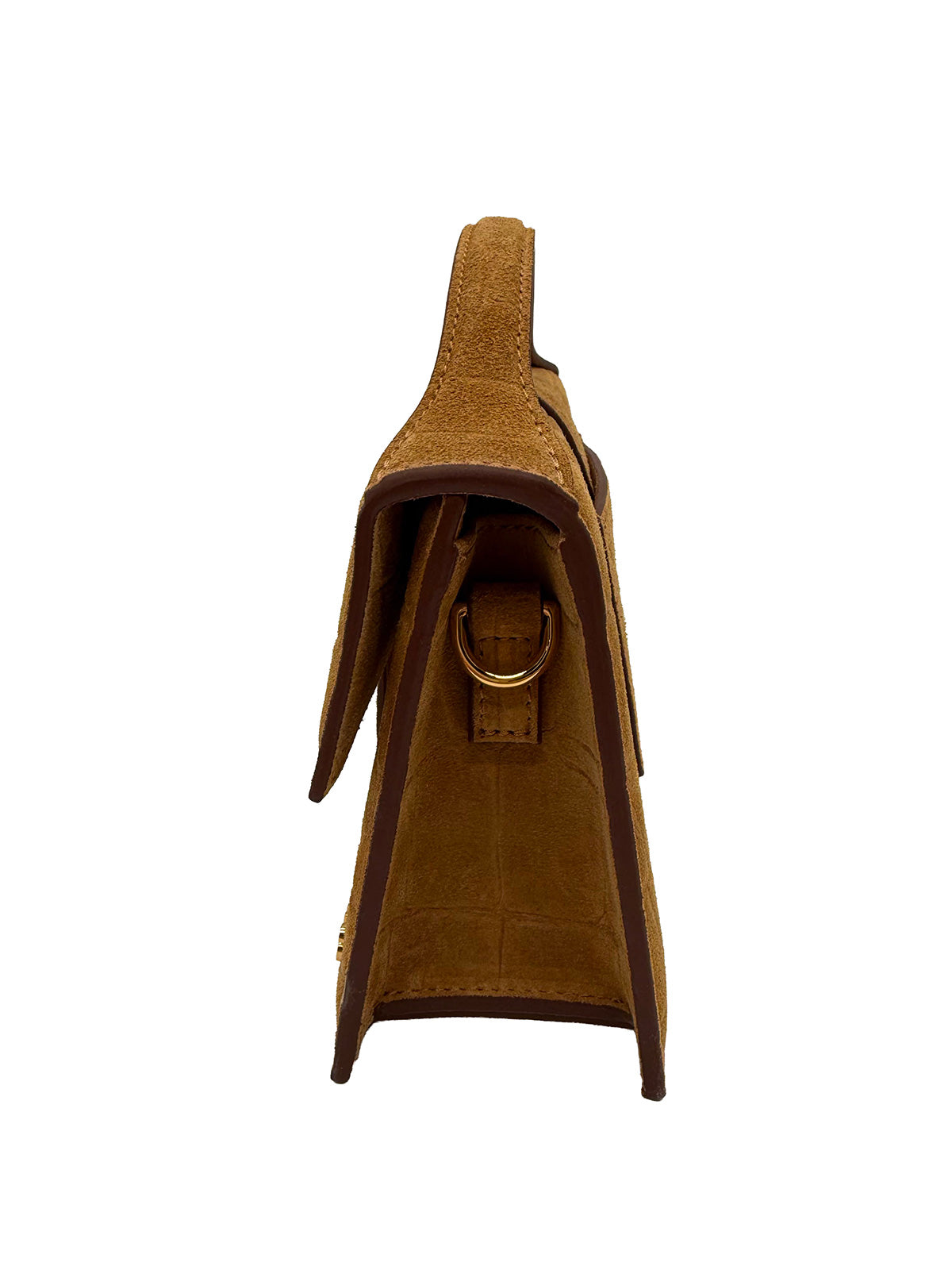JACQUEMUS Le Grand Bambino Bag In Croc Embossed Calfskin Suede | Mustard