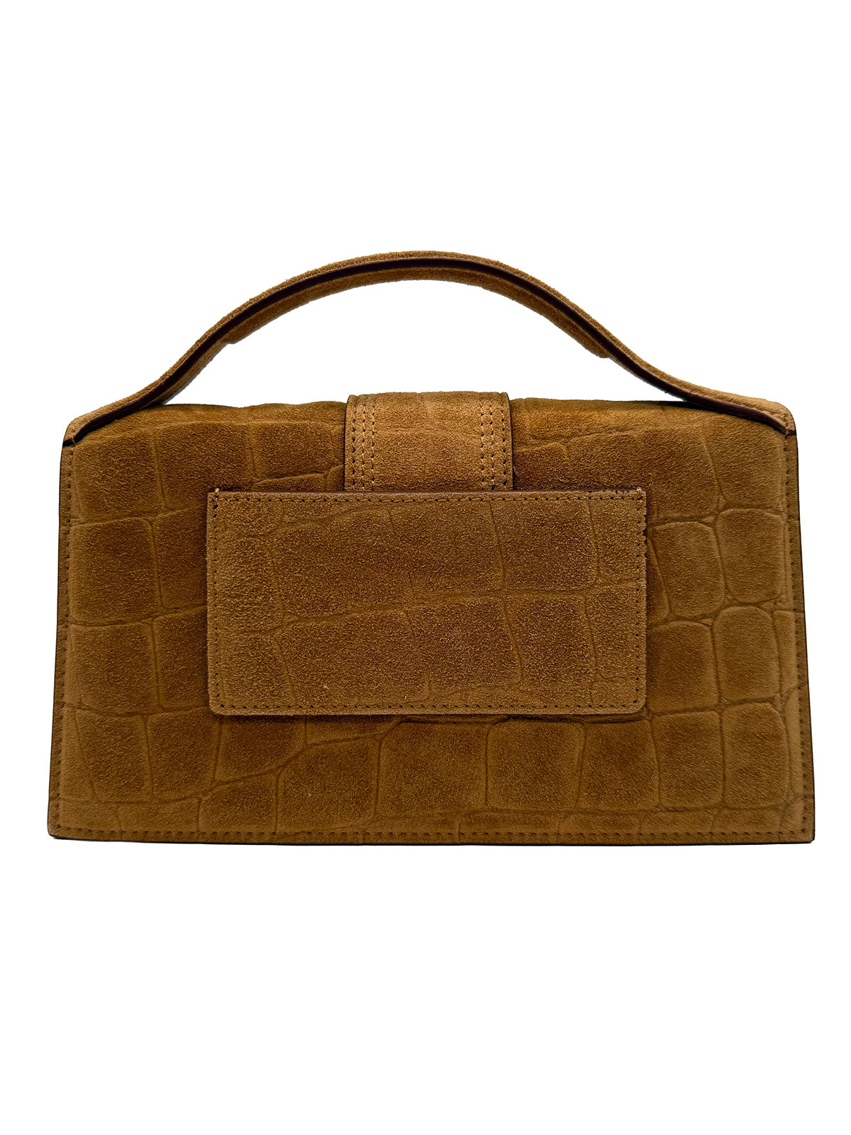 JACQUEMUS Le Grand Bambino Bag In Croc Embossed Calfskin Suede | Mustard