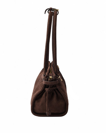 PRADA Medium Bonnie Bag In Calfskin Suede | Chocolate