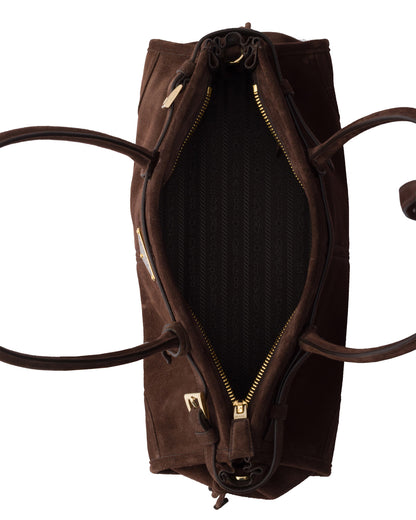 PRADA Medium Bonnie Bag In Calfskin Suede | Chocolate