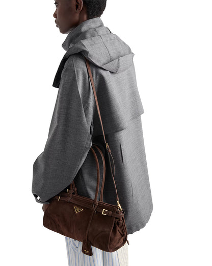 PRADA Medium Bonnie Bag In Calfskin Suede | Chocolate