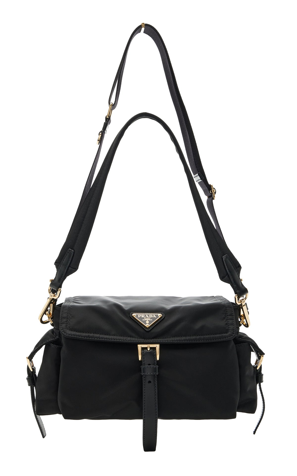 PRADA Medium Explore Re-Nylon Shoulder Bag With Flap | Black