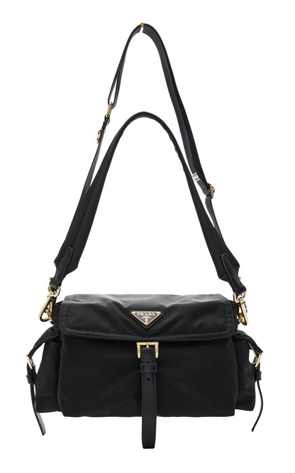 PRADA Medium Explore Re-Nylon Shoulder Bag With Flap | Black