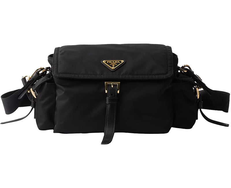 PRADA Medium Explore Re-Nylon Shoulder Bag With Flap | Black