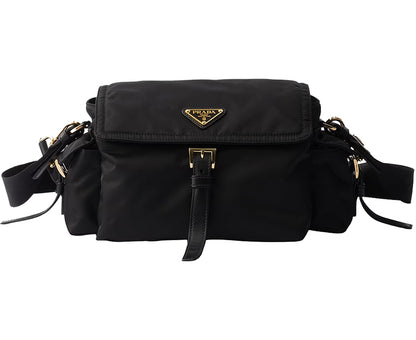 PRADA Medium Explore Re-Nylon Shoulder Bag With Flap | Black