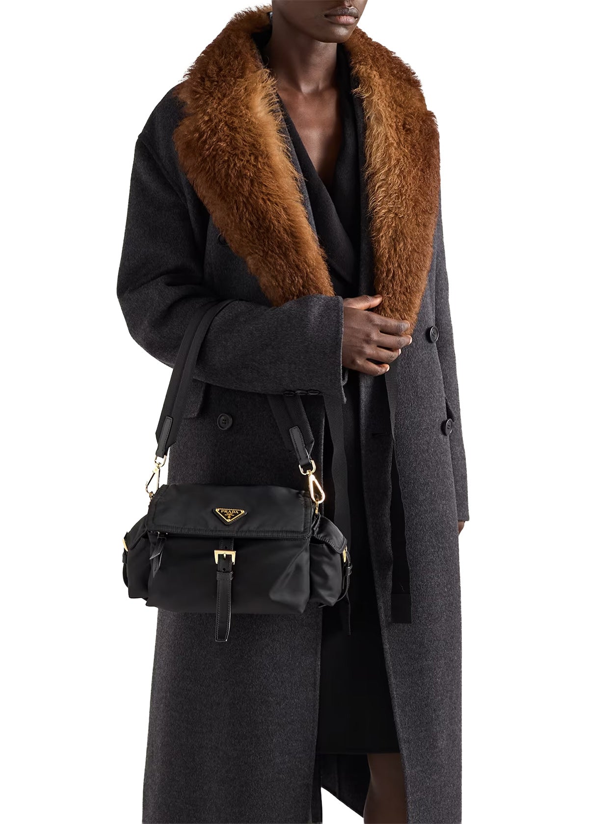 PRADA Medium Explore Re-Nylon Shoulder Bag With Flap | Black
