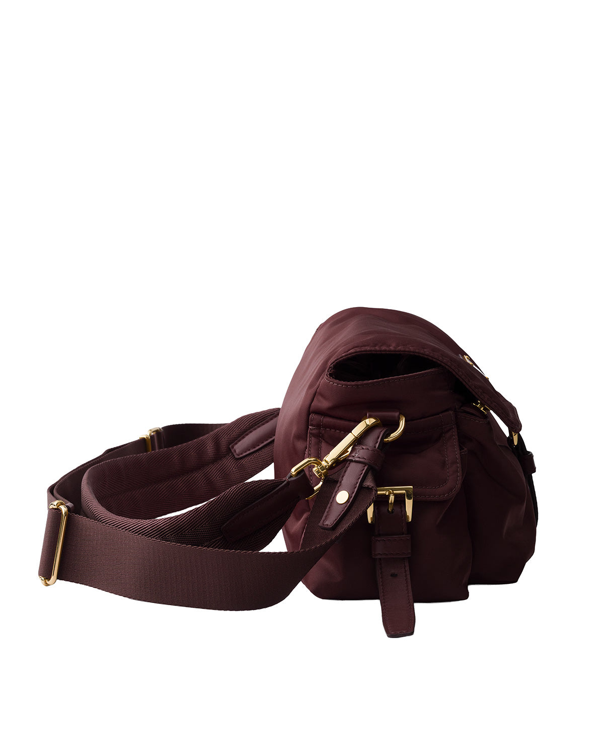 PRADA Medium Explore Re-Nylon Shoulder Bag With Flap | Burgundy