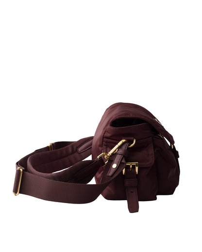 PRADA Medium Explore Re-Nylon Shoulder Bag With Flap | Burgundy