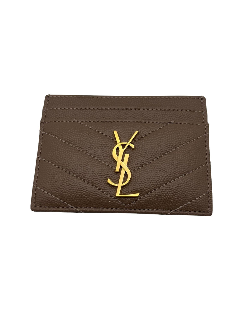 SAINT LAURENT Cassandre Matelassé Embossed Leather Grain De Poudre Card Holder