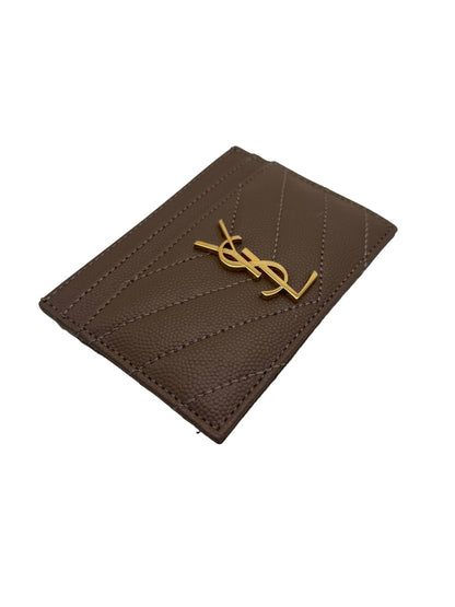 SAINT LAURENT Cassandre Matelassé Embossed Leather Grain De Poudre Card Holder