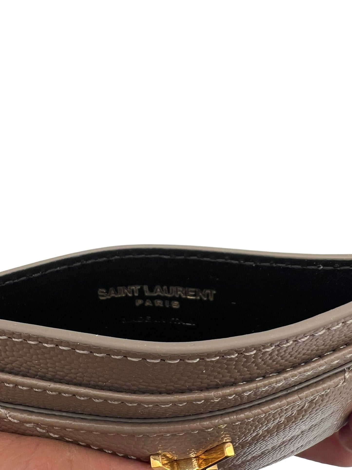 SAINT LAURENT Cassandre Matelassé Embossed Leather Grain De Poudre Card Holder