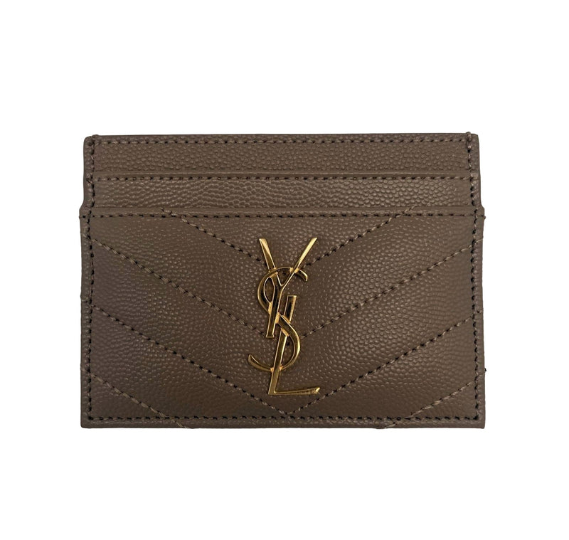 SAINT LAURENT Cassandre Matelassé Embossed Leather Grain De Poudre Card Holder
