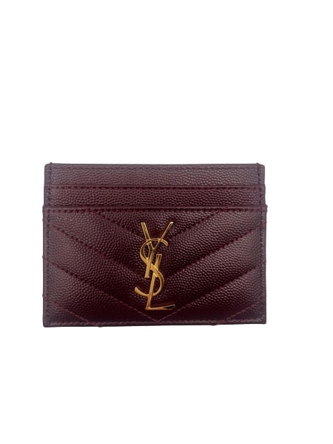 SAINT LAURENT Cassandre Matelassé Embossed Leather Grain De Poudre Card Holder