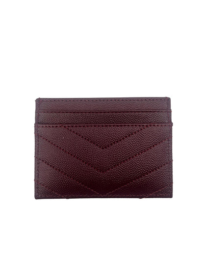 SAINT LAURENT Cassandre Matelassé Embossed Leather Grain De Poudre Card Holder