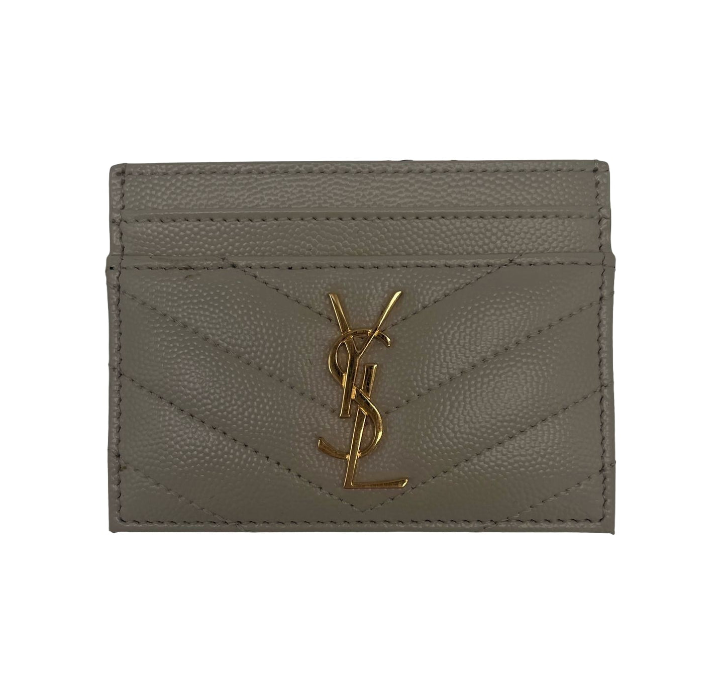 SAINT LAURENT Cassandre Matelassé Embossed Leather Grain De Poudre Card Holder