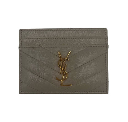 SAINT LAURENT Cassandre Matelassé Embossed Leather Grain De Poudre Card Holder