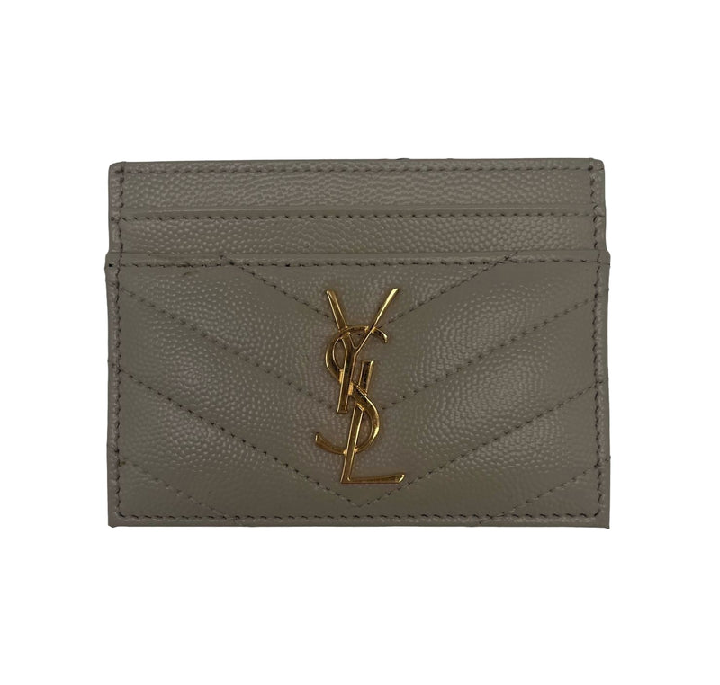 SAINT LAURENT Cassandre Matelassé Embossed Leather Grain De Poudre Card Holder