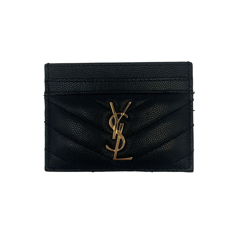 SAINT LAURENT Cassandre Matelassé Embossed Leather Grain De Poudre Card Holder