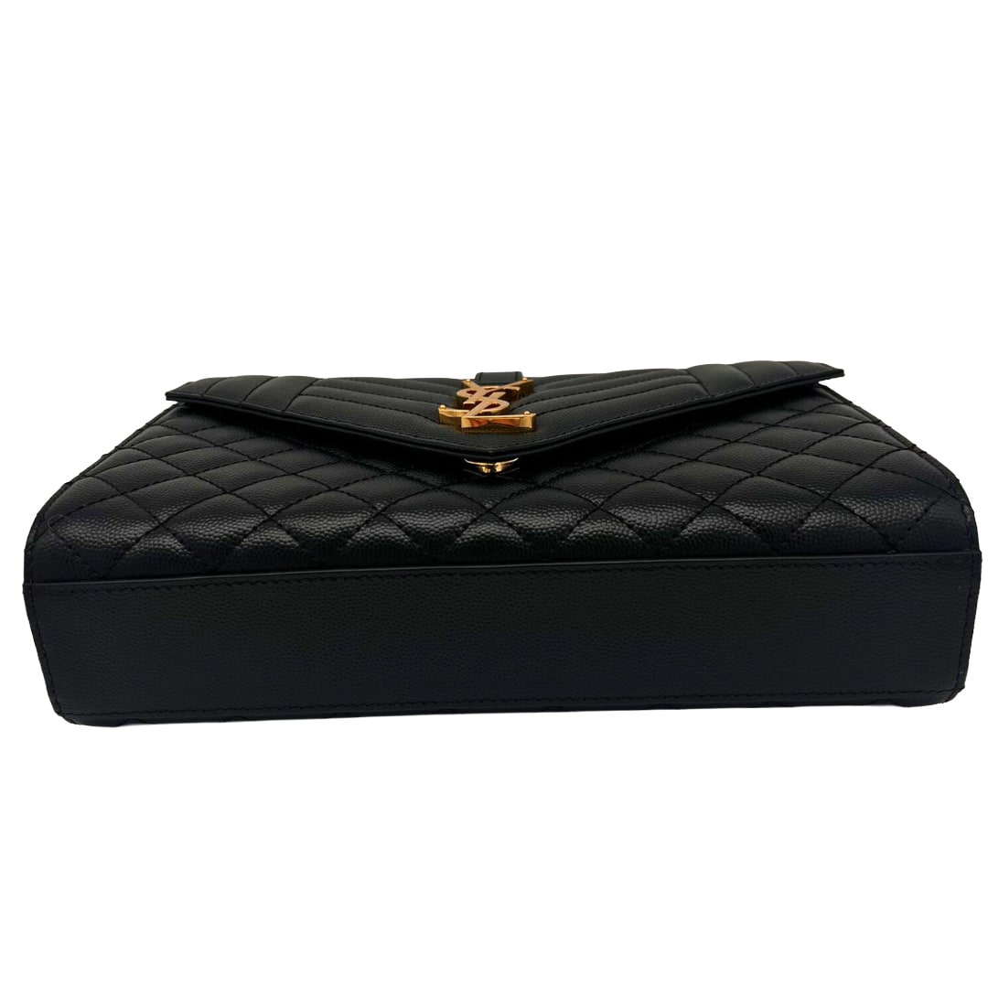 SAINT LAURENT Medium Envelope Bag In Quilted Grain De Poudre Leather