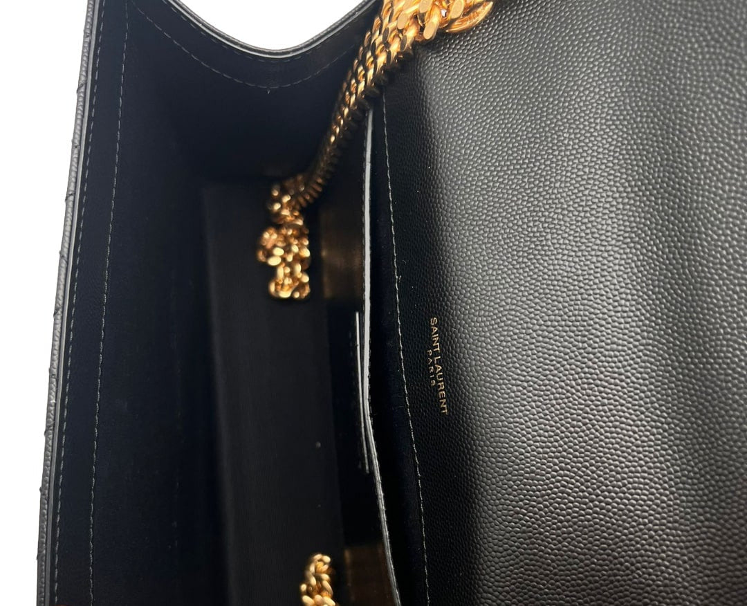SAINT LAURENT Medium Envelope Bag In Quilted Grain De Poudre Leather