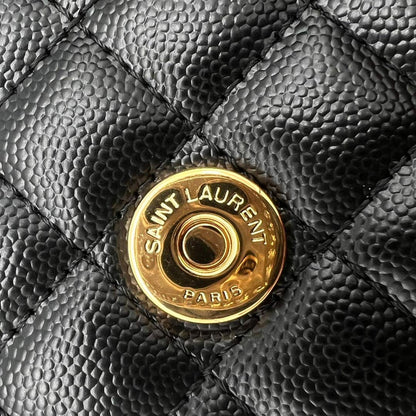 SAINT LAURENT Medium Envelope Bag In Quilted Grain De Poudre Leather