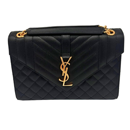 SAINT LAURENT Medium Envelope Bag In Quilted Grain De Poudre Leather