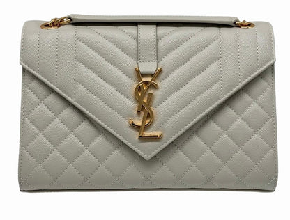 SAINT LAURENT Medium Envelope Bag In Quilted Grain De Poudre Leather