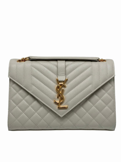 SAINT LAURENT Medium Envelope Bag In Quilted Grain De Poudre Leather