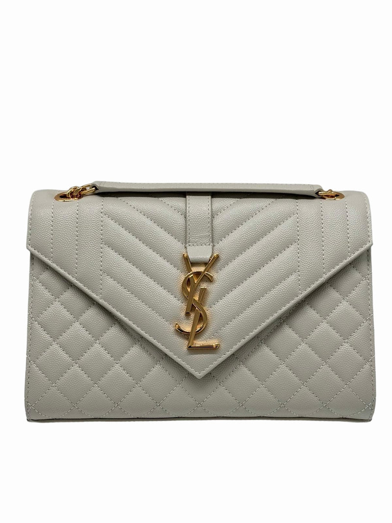 SAINT LAURENT Medium Envelope Bag In Quilted Grain De Poudre Leather
