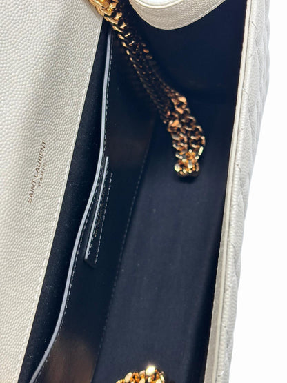 SAINT LAURENT Medium Envelope Bag In Quilted Grain De Poudre Leather