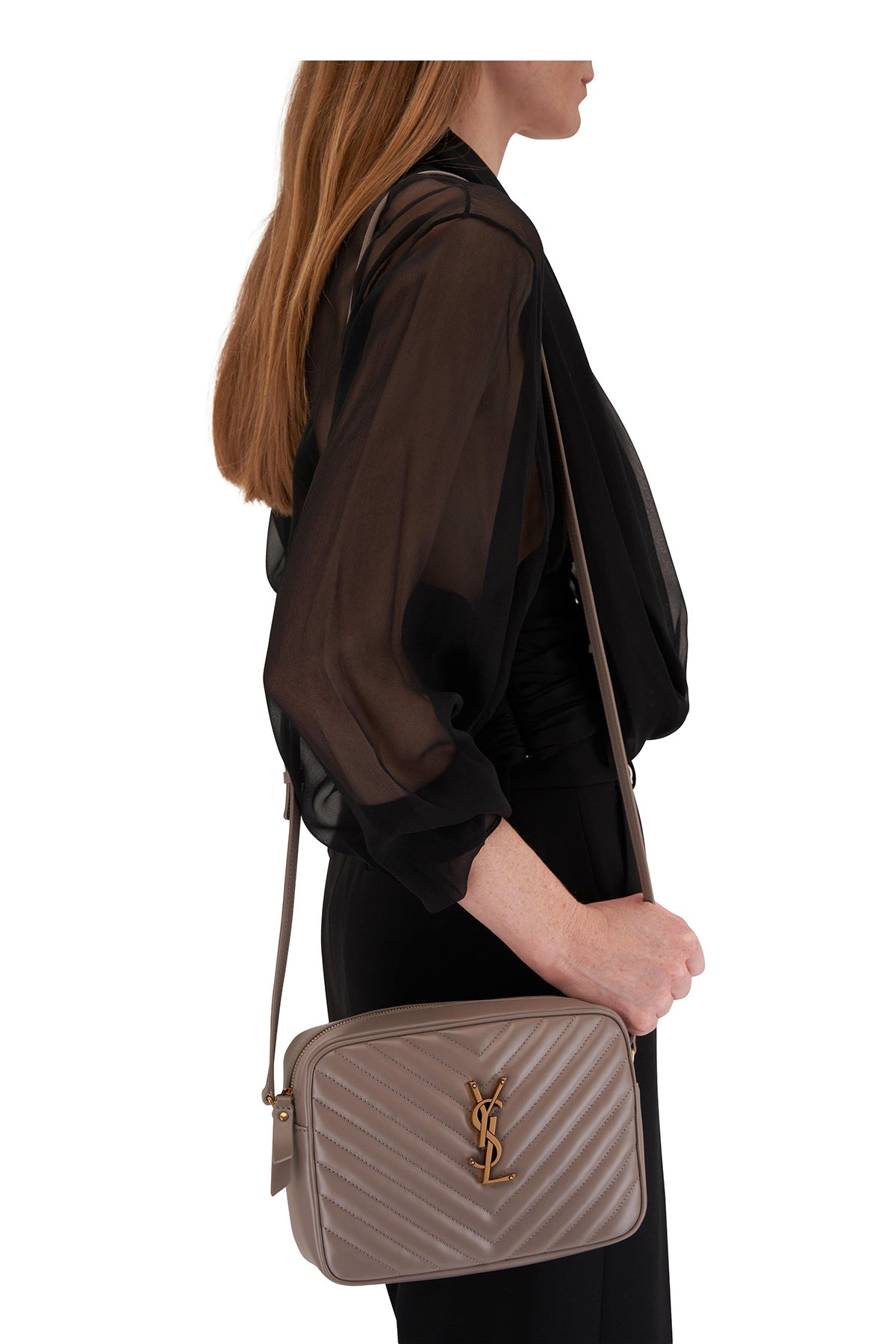 SAINT LAURENT Lou Camera Bag In Quilted Calfskin Leather | Taupe