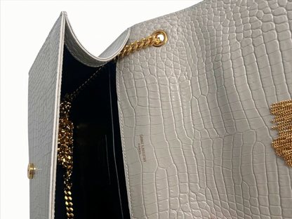 SAINT LAURENT Medium Kate Tassel Bag in Crocodile Embossed Leather