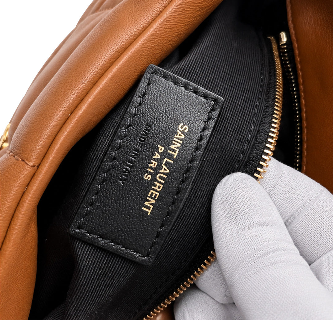 SAINT LAURENT Small Puffer Bag In Nappa Leather | Dark Honey