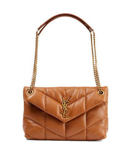 SAINT LAURENT Small Puffer Bag In Nappa Leather | Dark Honey