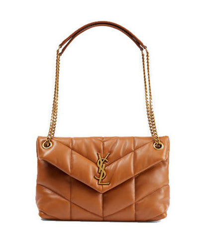 SAINT LAURENT Small Puffer Bag In Nappa Leather | Dark Honey