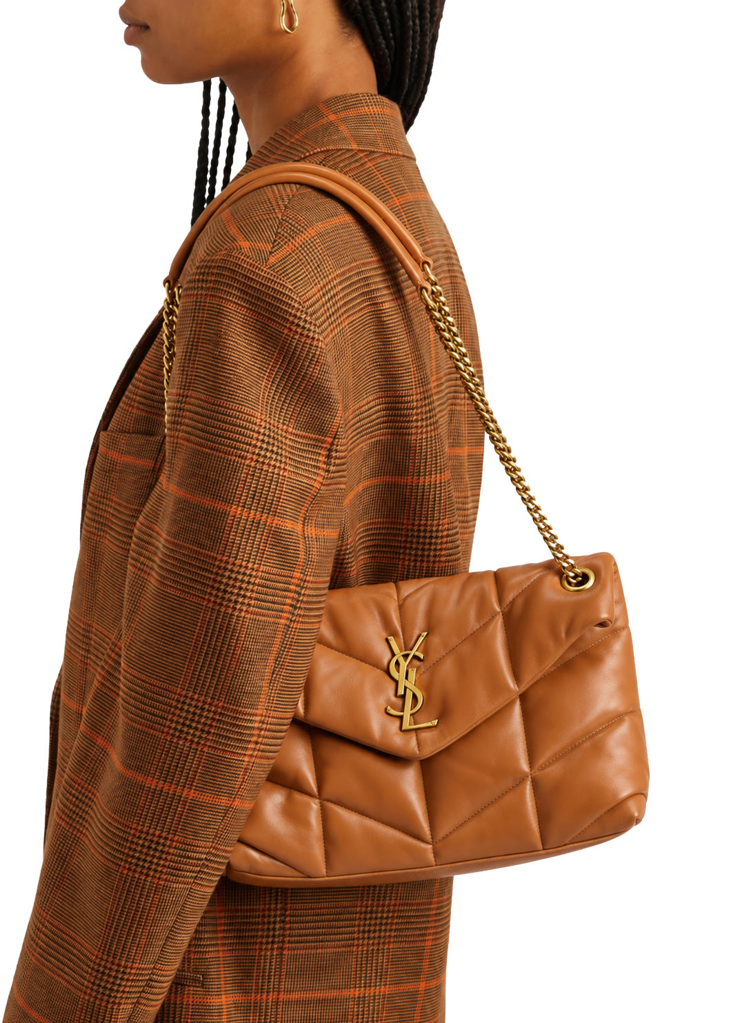 SAINT LAURENT Small Puffer Bag In Nappa Leather | Dark Honey