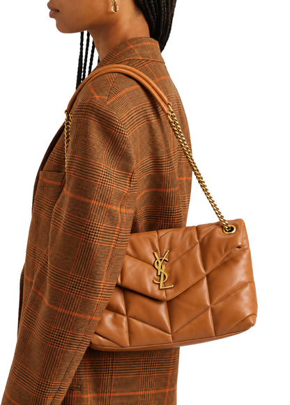 SAINT LAURENT Small Puffer Bag In Nappa Leather | Dark Honey