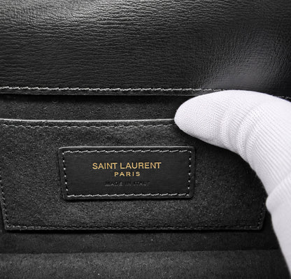 SAINT LAURENT Medium Sunset Bag In Smooth Calfskin Leather | Black With Bronze