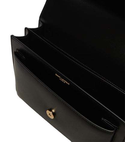 SAINT LAURENT Medium Sunset Bag In Smooth Calfskin Leather | Black With Bronze
