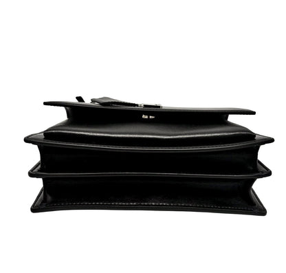 SAINT LAURENT Medium Sunset Bag In Smooth Calfskin Leather | Black With Silver