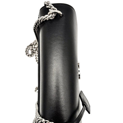 SAINT LAURENT Medium Sunset Bag In Smooth Calfskin Leather | Black With Silver