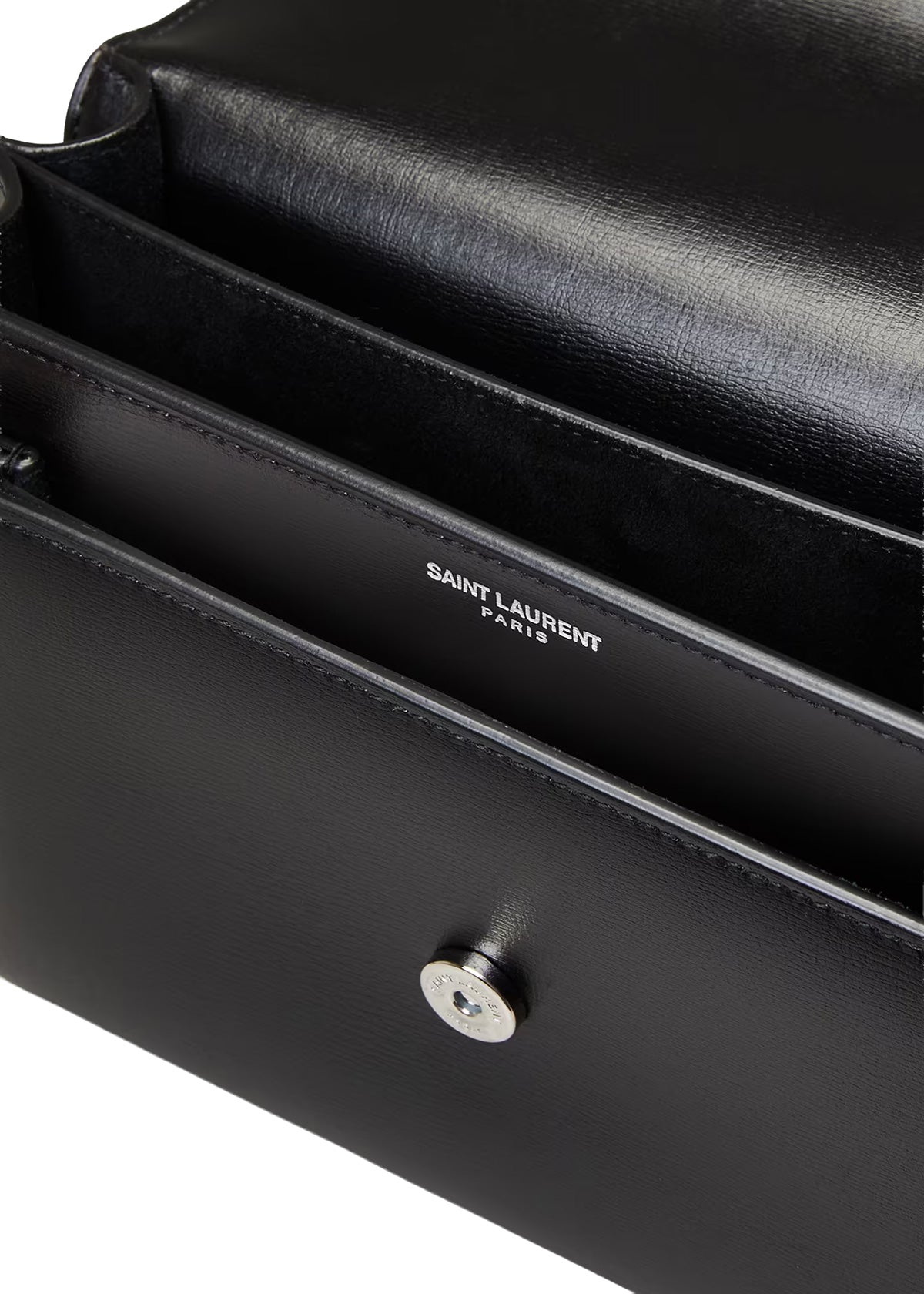 SAINT LAURENT Medium Sunset Bag In Smooth Calfskin Leather | Black With Silver
