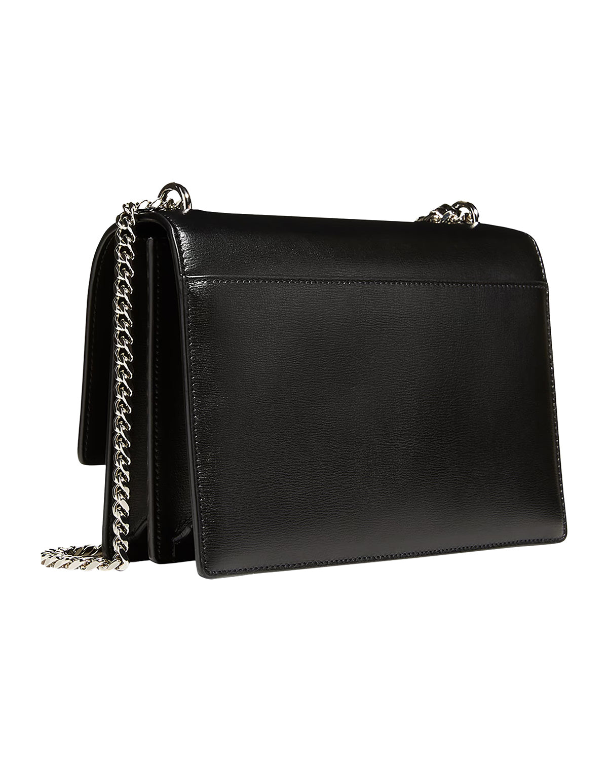 SAINT LAURENT Medium Sunset Bag In Smooth Calfskin Leather | Black With Silver