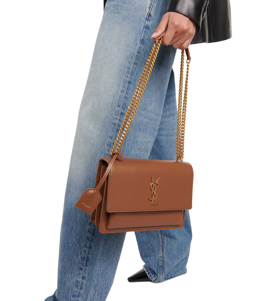 SAINT LAURENT Medium Sunset Bag In Smooth Calfskin Leather | Fox