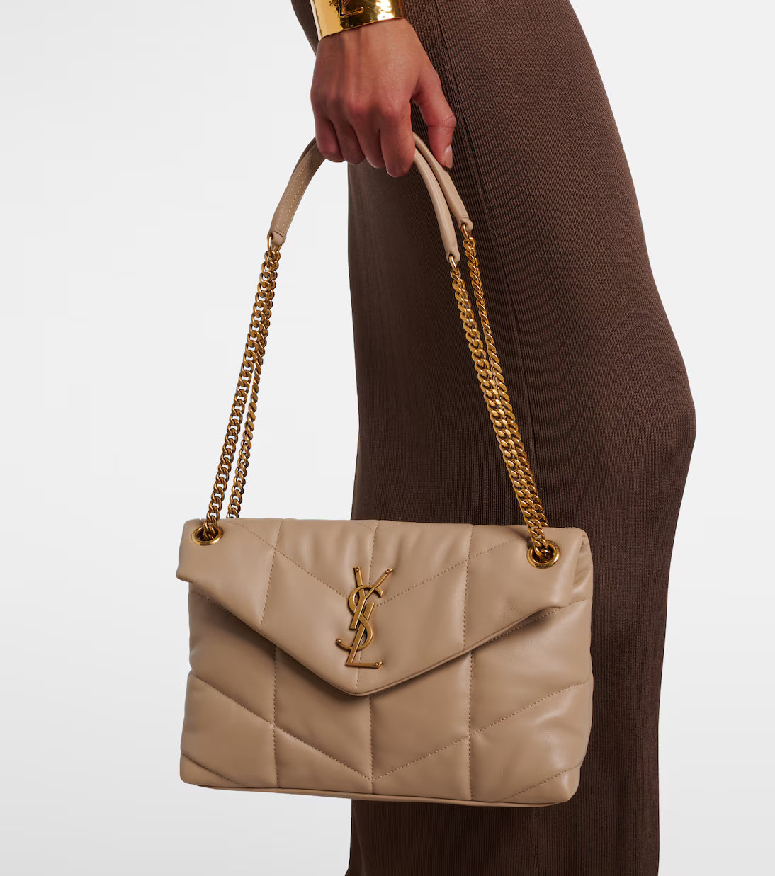 SAINT LAURENT Small Puffer Bag In Nappa Leather | Beige