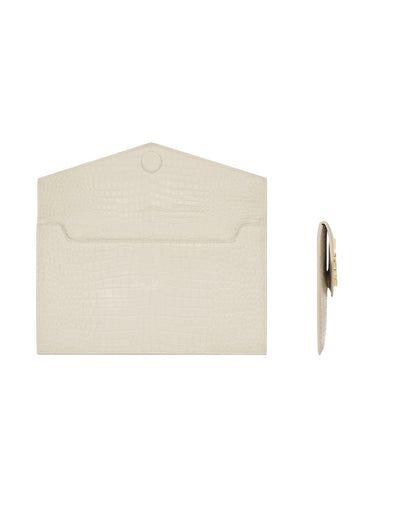 SAINT LAURENT Uptown Pouch in Crocodile Embossed Shiny Leather