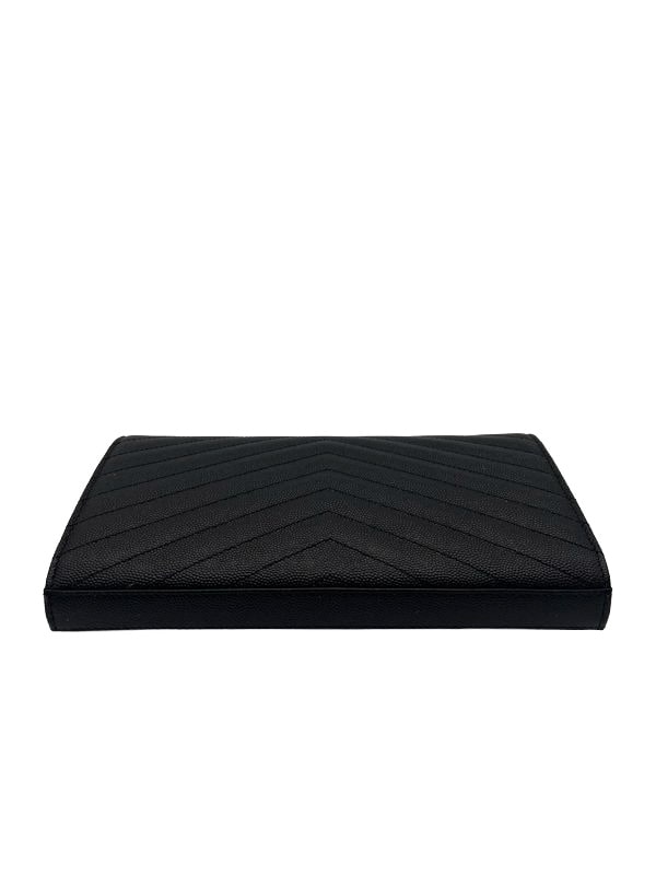 SAINT LAURENT Cassandre Classic Chain Wallet In Grain de Poudre Leather