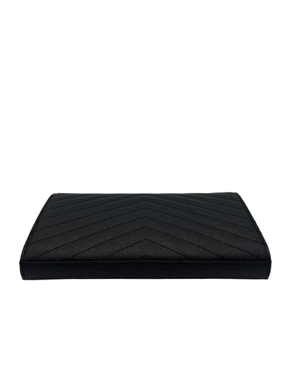 SAINT LAURENT Cassandre Classic Chain Wallet In Grain de Poudre Leather