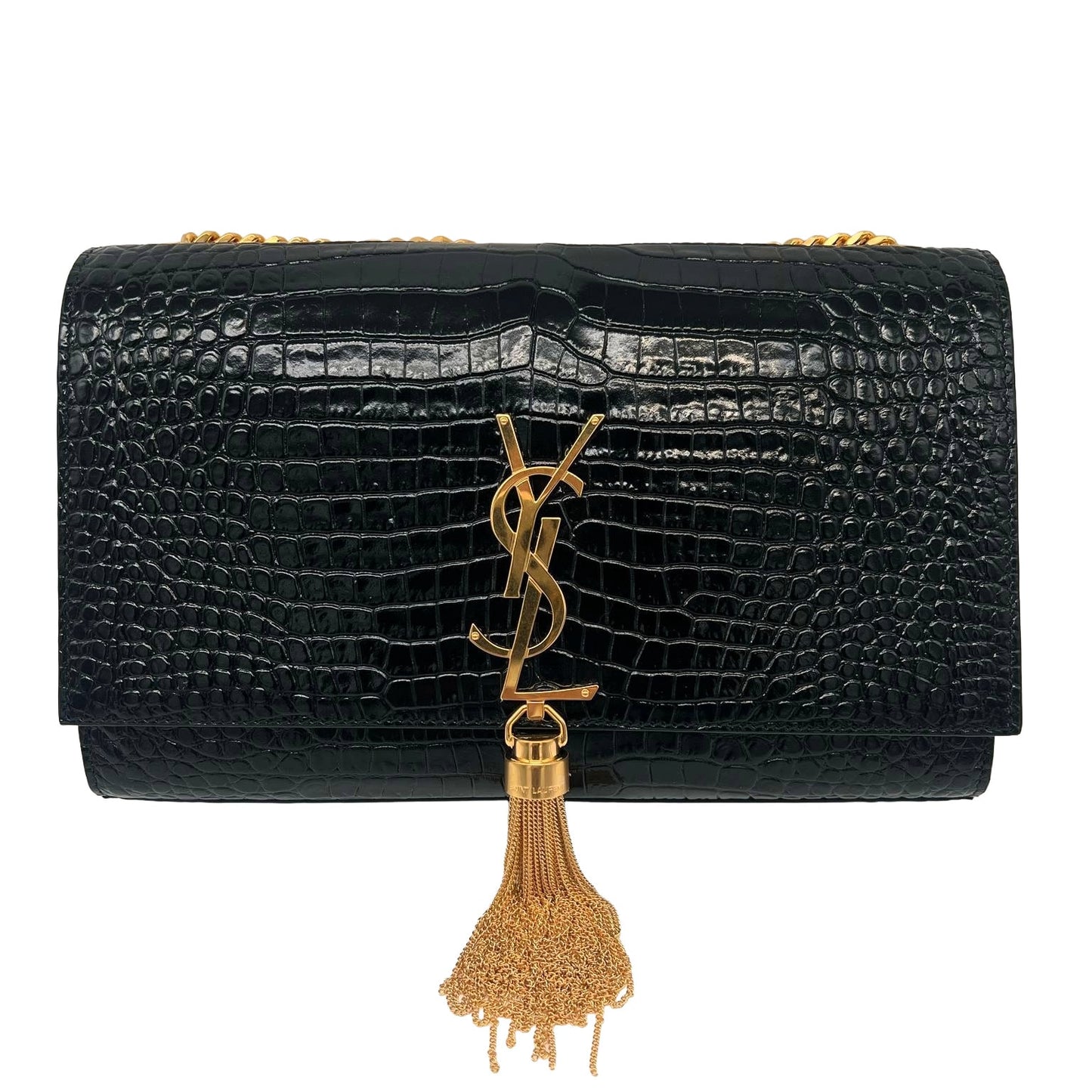 SAINT LAURENT Medium Kate Tassel In Crocodile Embossed Leather